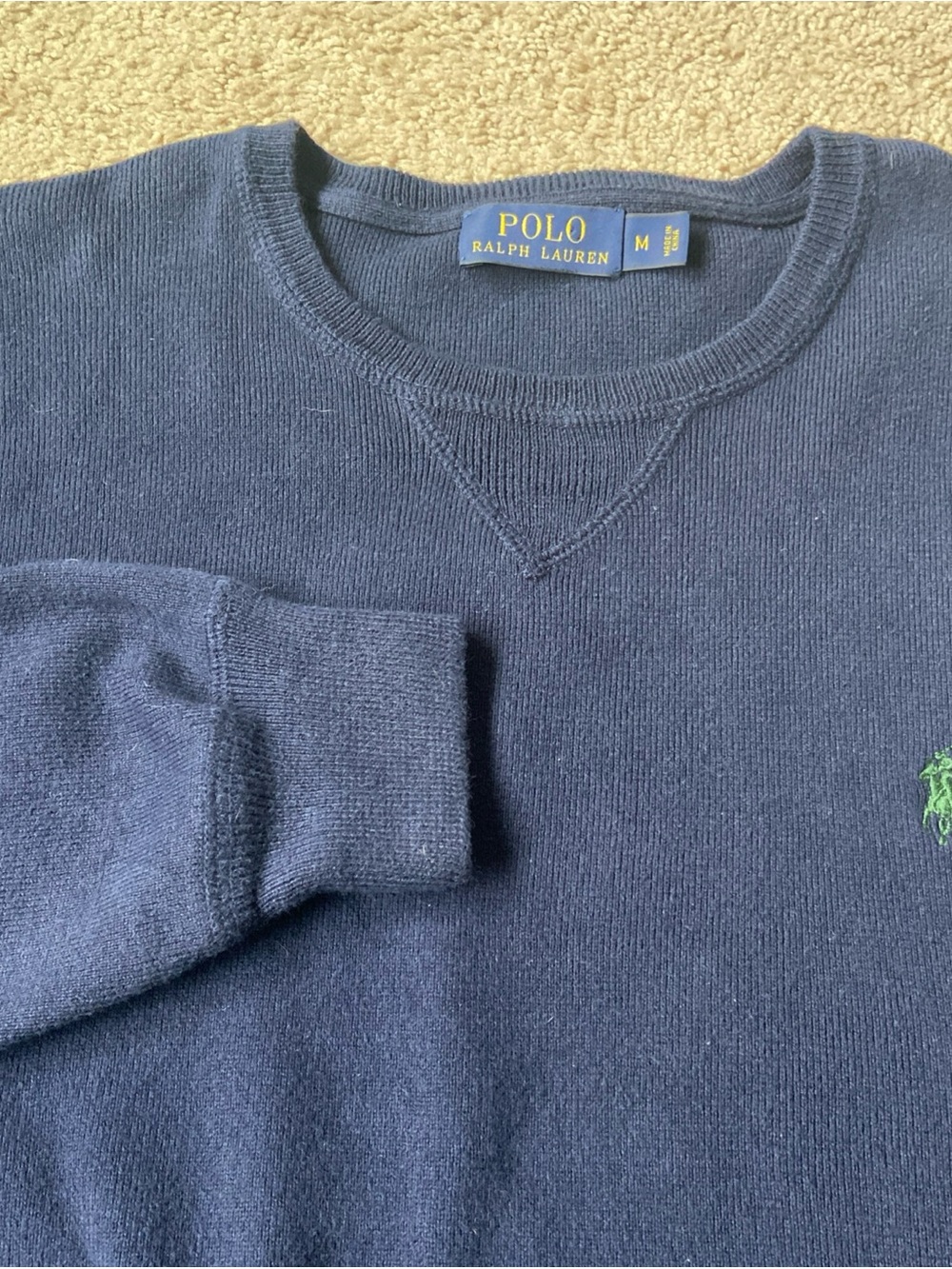 Polo by Ralph Lauren Navy Crewneck Sweatshirt with Green Polo Pony